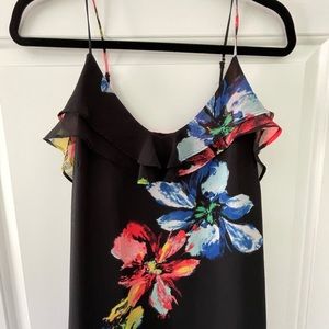 Dress full length black with vibrant color floral print